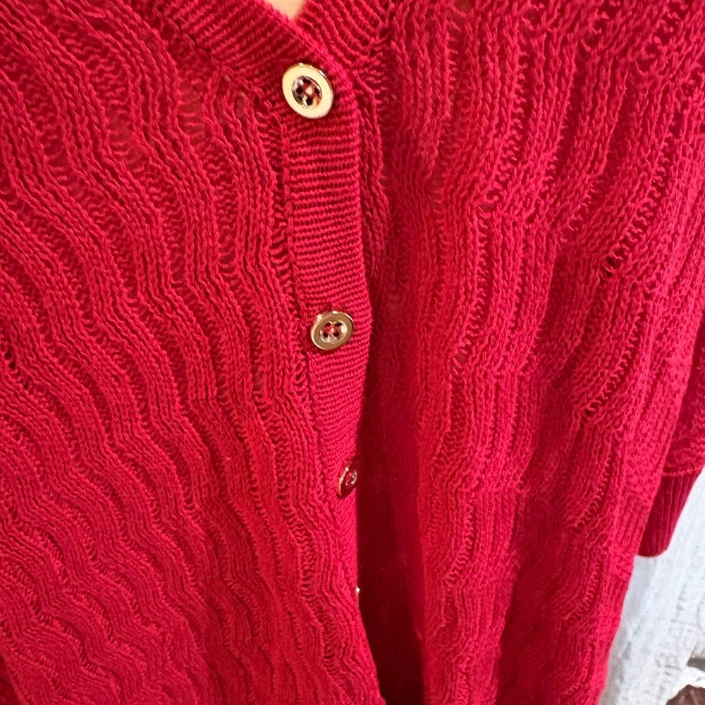 Alberto Makali Red Button-Up Cardigan - Picture 3 of 4